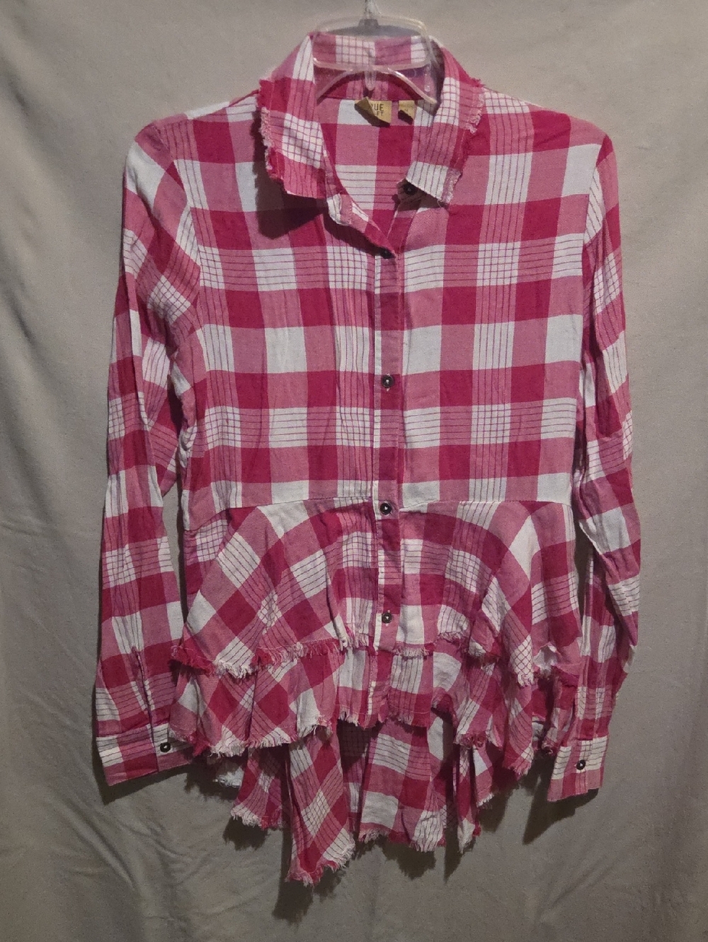 True Craft Pink and White Plaid Button-Down Shirt